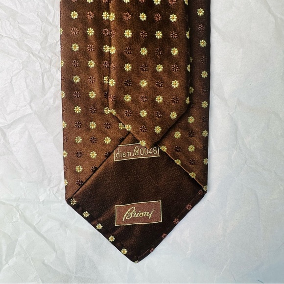 Brioni 100% Silk Neck Tie Hand Made in Italy brown printed - Picture 7 of 8